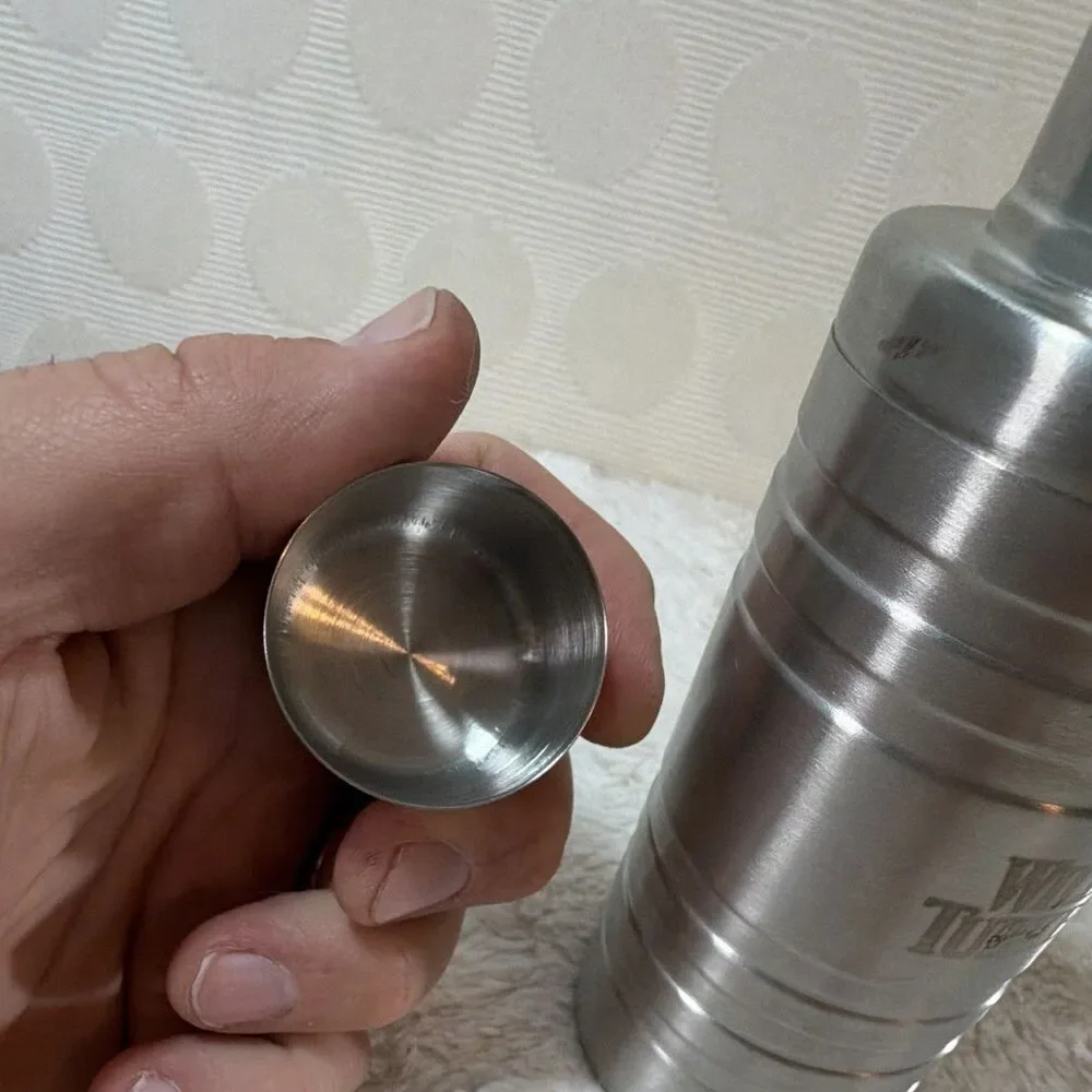 Wild Turkey Bourbon Stainless Steel Mini Cocktail Shaker Strainer Lid 7”